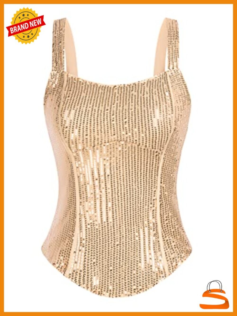 Sequin Bustier Corset Tank Top Sparkle Slim Party Camisole